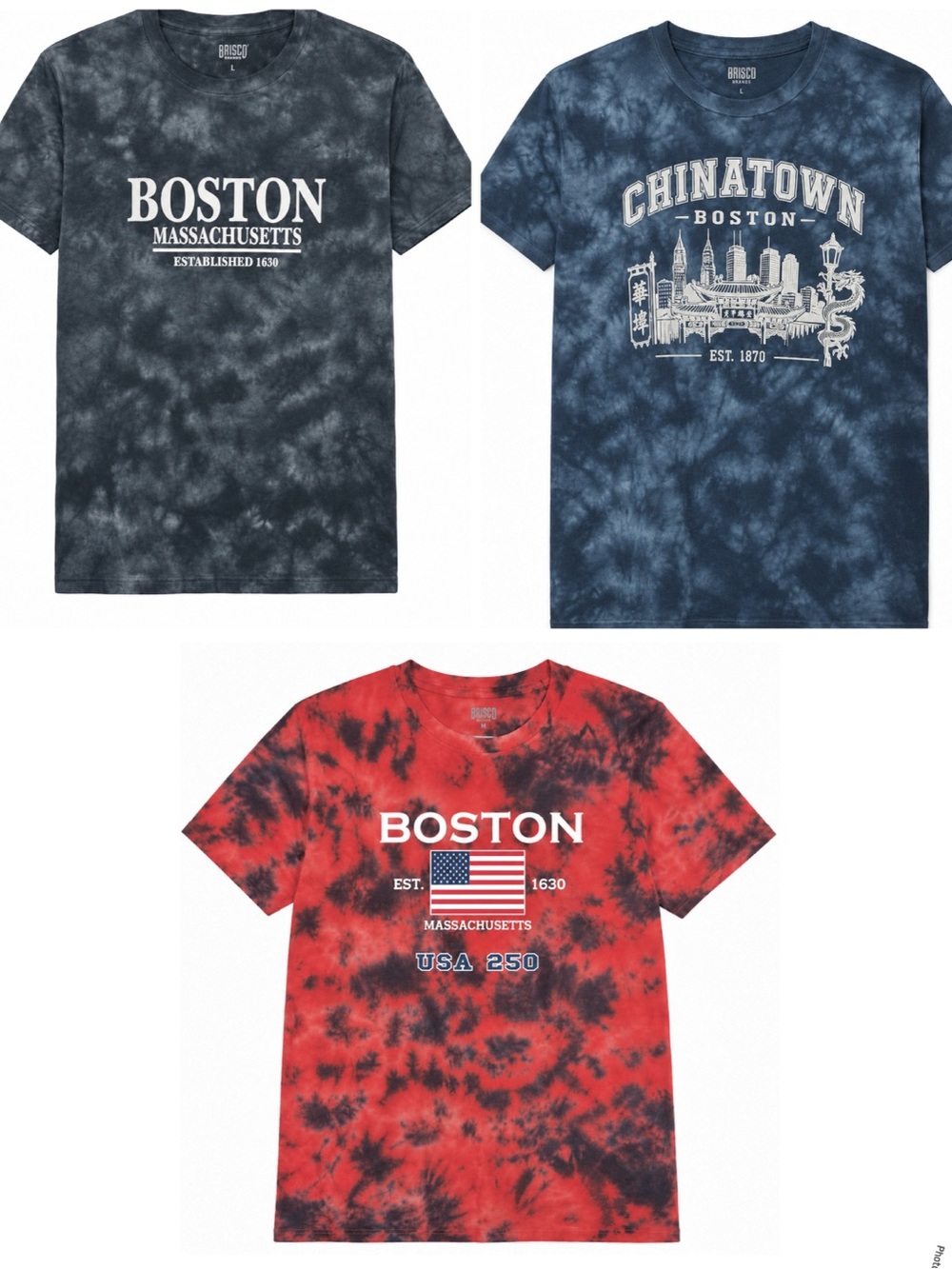 Boston Tie-Dye Graphic T-Shirts – Bundle of 3